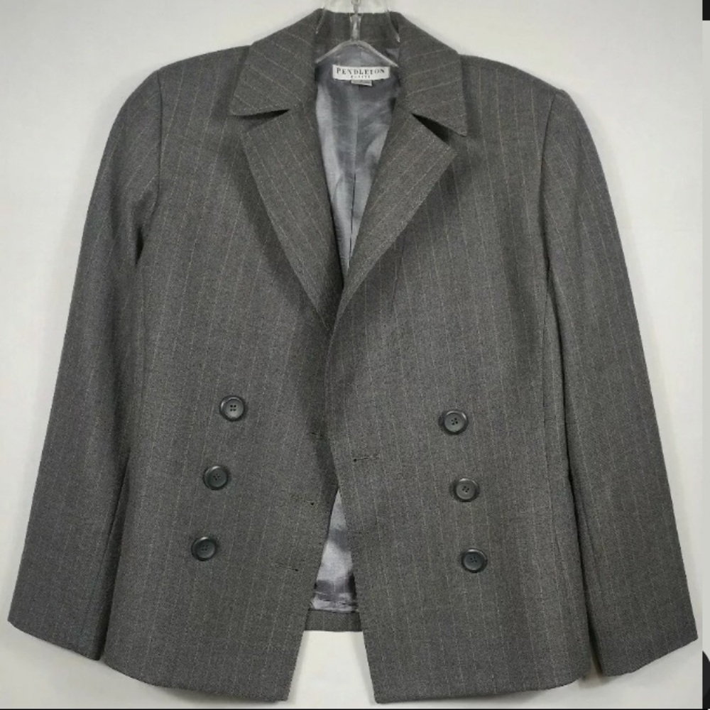 Pendleton Petite Blazer Jacket Gray Lined - image 3